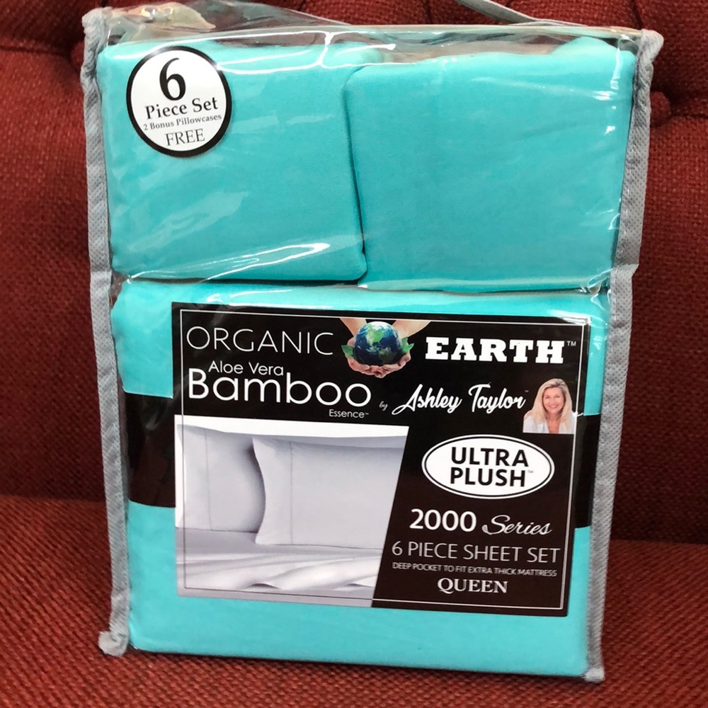 Bamboo Sheets 6 piece set Queen Turquoise